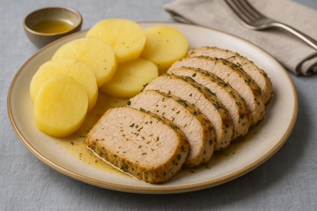 Arista al vino bianco con patate