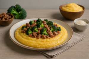Polenta con salsiccia e broccoli