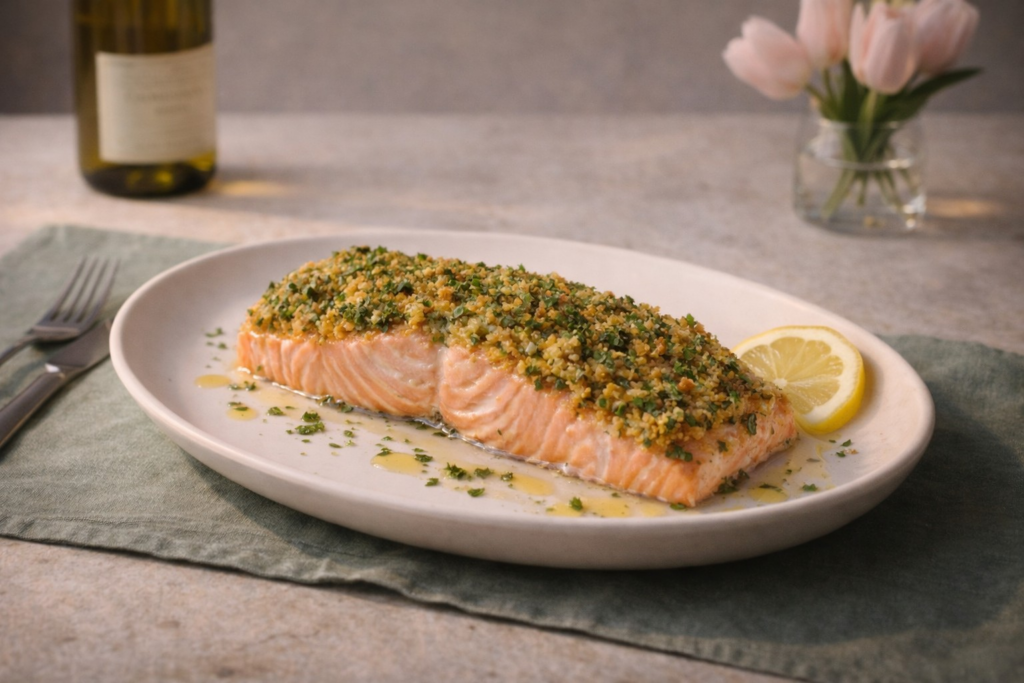 Salmone in crosta di erbe