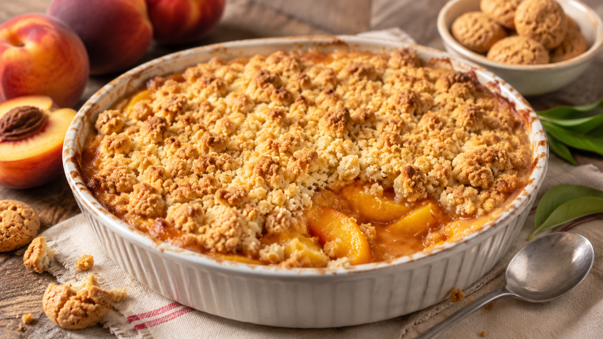 Crumble di pesche e amaretti