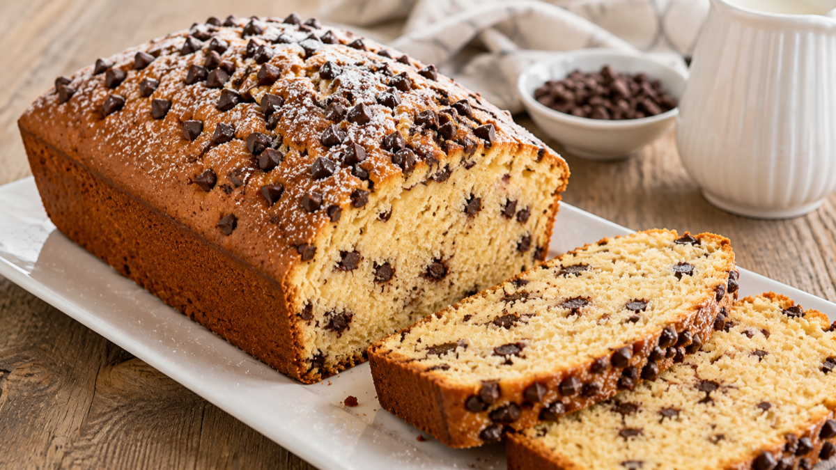 Plumcake con panna da montare e gocce di cioccolato