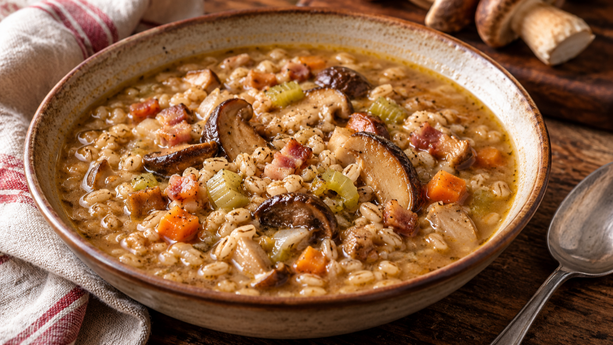 Zuppa di farro e funghi porcini